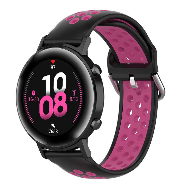 20mm Universal Sports Two Colors Silicone Replacement Strap Watchband(Black Purple)