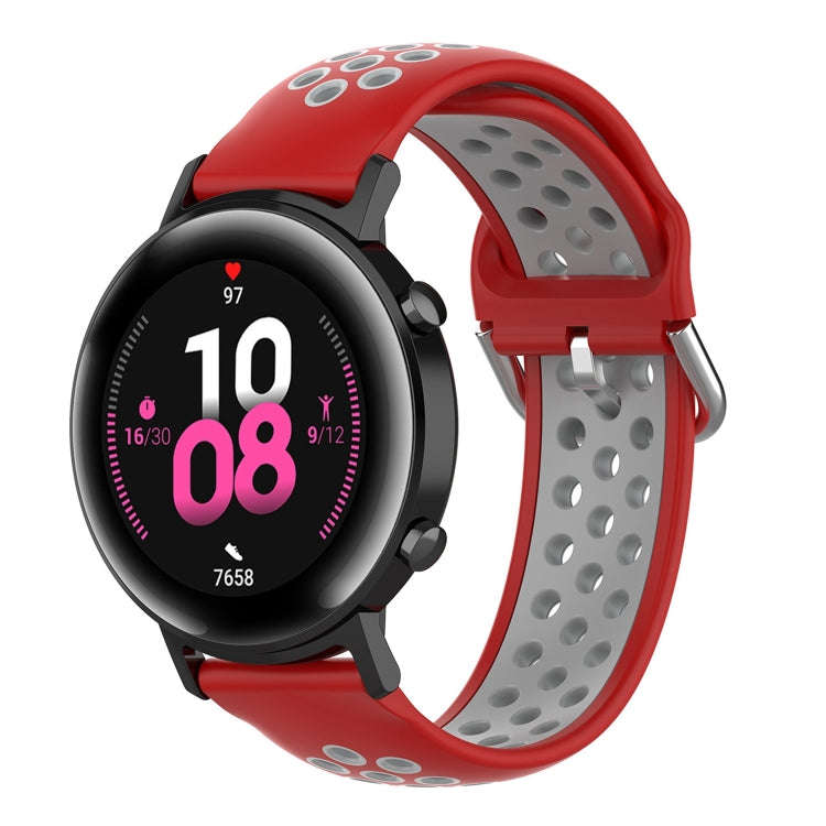20mm Universal Sports Two Colors Silicone Replacement Strap Watchband(Red Grey)