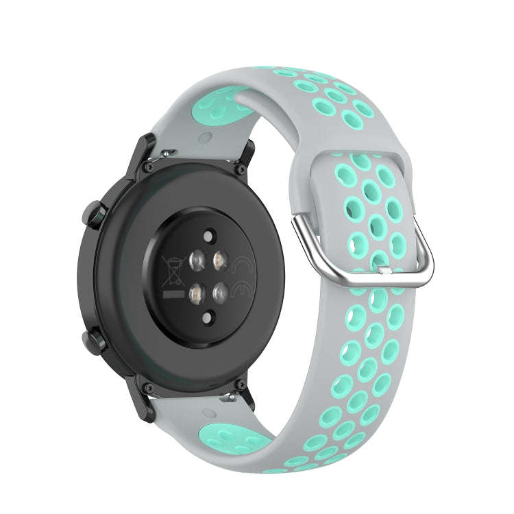 20mm Universal Sports Two Colors Silicone Replacement Strap Watchband(Grey Teal)