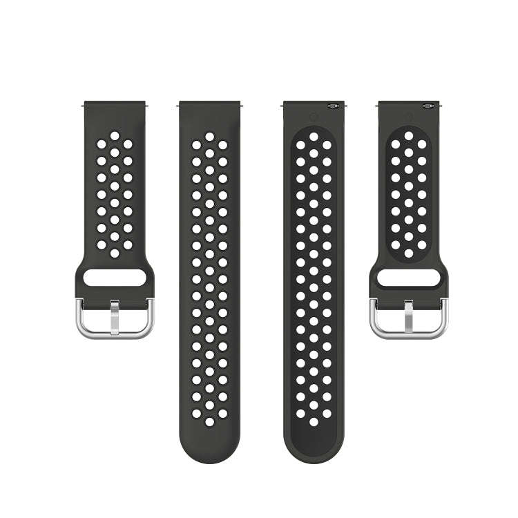 20mm Universal Sports Two Colors Silicone Replacement Strap Watchband(Coal Black + Black)