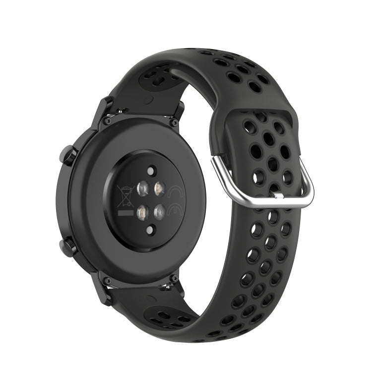 20mm Universal Sports Two Colors Silicone Replacement Strap Watchband(Coal Black + Black)