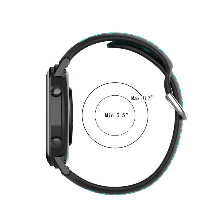 20mm Universal Sports Two Colors Silicone Replacement Strap Watchband(Coal Black + Black)