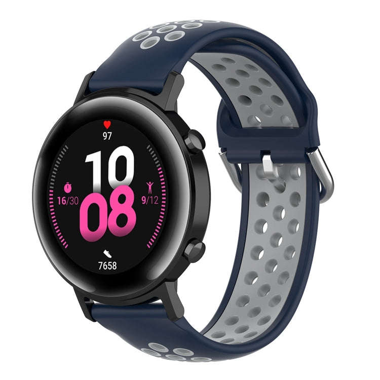 20mm Universal Sports Two Colors Silicone Replacement Strap Watchband(Midnight Blue Grey)