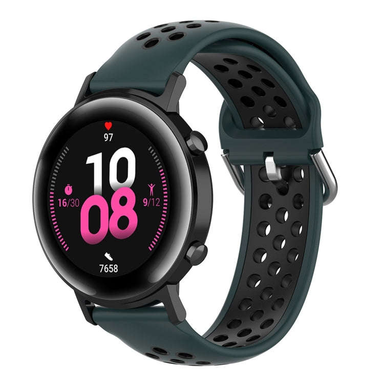 20mm Universal Sports Two Colors Silicone Replacement Strap Watchband(Cyan Blue Black)