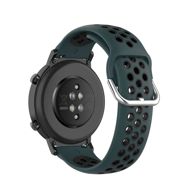 20mm Universal Sports Two Colors Silicone Replacement Strap Watchband(Cyan Blue Black)
