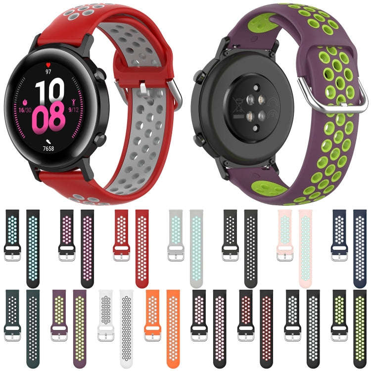 20mm Universal Sports Two Colors Silicone Replacement Strap Watchband(Coal Black + Black)