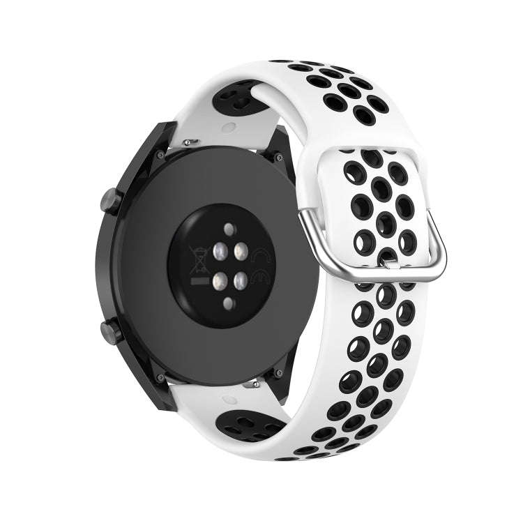 22mm Universal Sports Two Colors Silicone Replacement Strap Watchband(White Black)