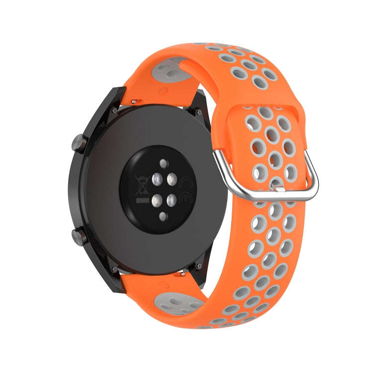 22mm Universal Sports Two Colors Silicone Replacement Strap Watchband(Orange Grey)
