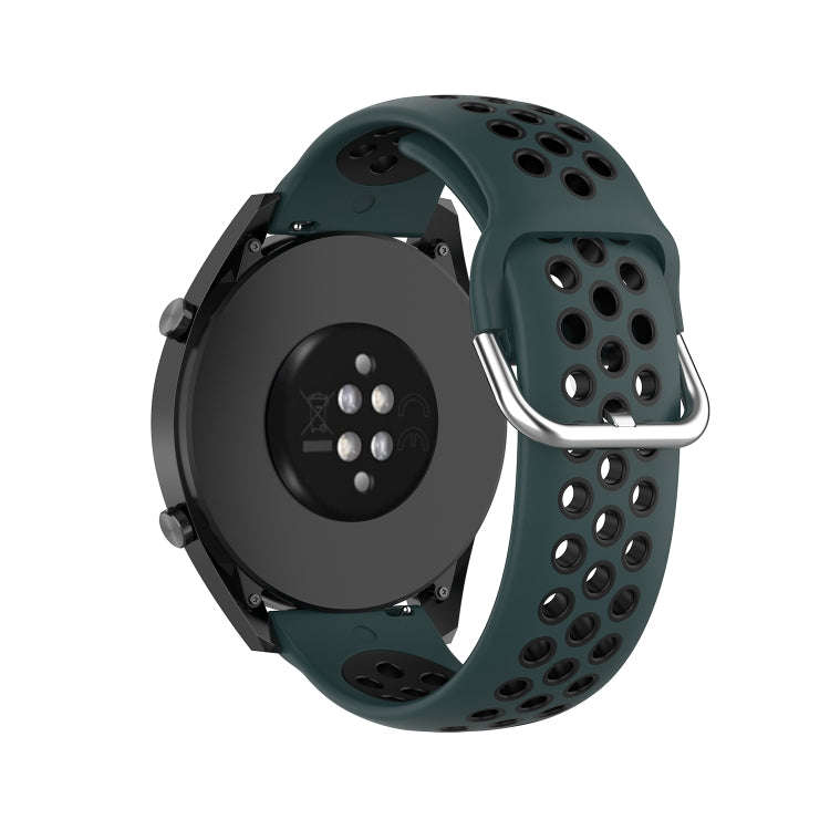 22mm Universal Sports Two Colors Silicone Replacement Strap Watchband(Olive Green Black)