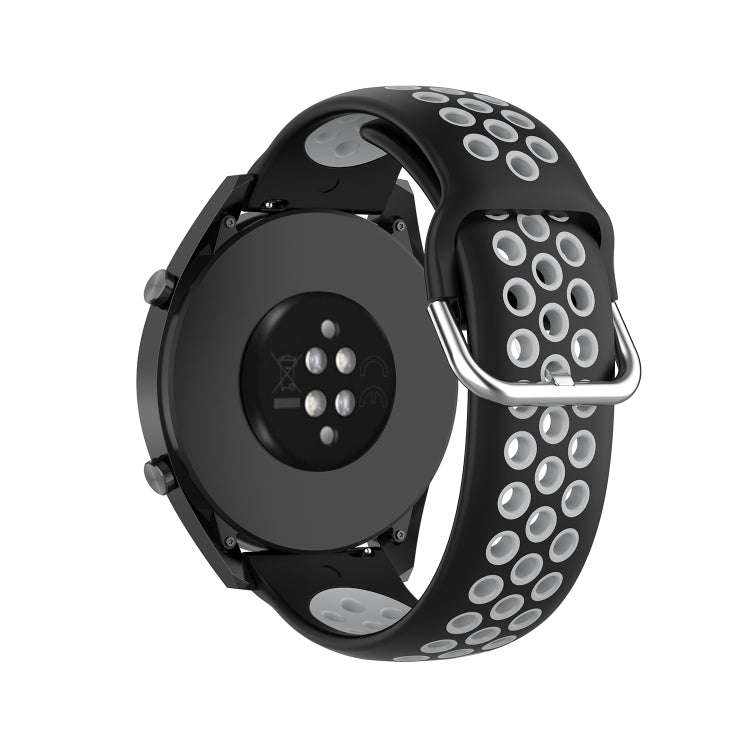 22mm Universal Sports Two Colors Silicone Replacement Strap Watchband(Black Grey)