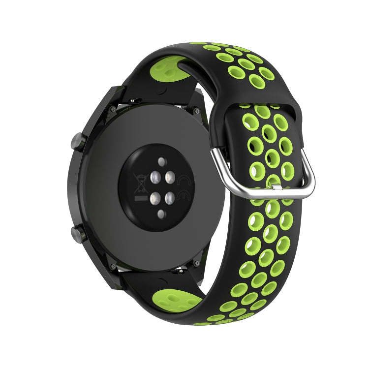 22mm Universal Sports Two Colors Silicone Replacement Strap Watchband(Black Lime)