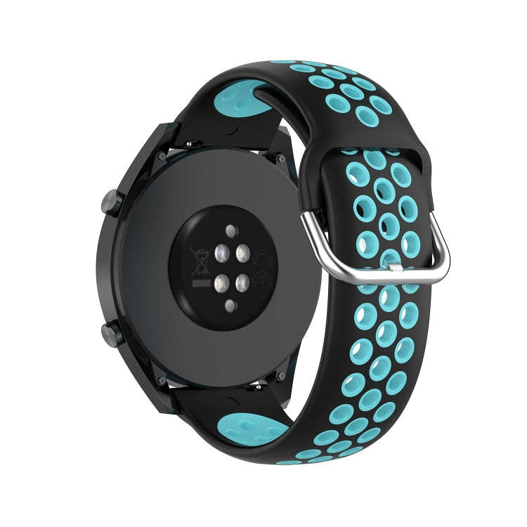 22mm Universal Sports Two Colors Silicone Replacement Strap Watchband(Black Teal)
