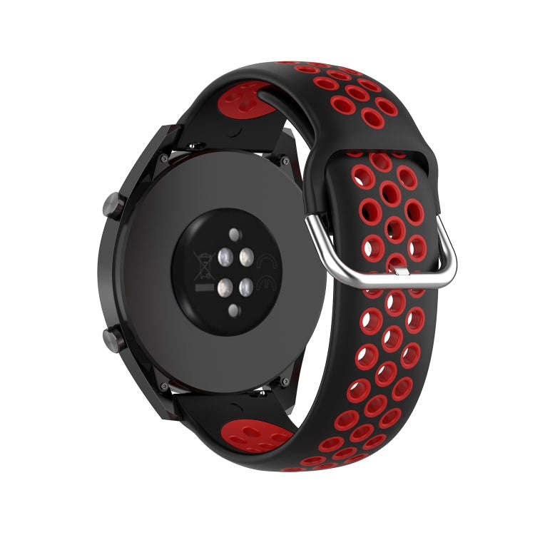 22mm Universal Sports Two Colors Silicone Replacement Strap Watchband(Red Black)