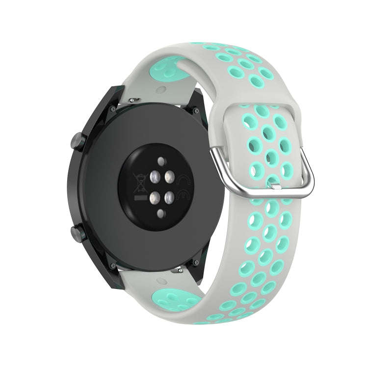 22mm Universal Sports Two Colors Silicone Replacement Strap Watchband(Grey Teal)