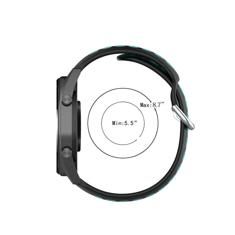 22mm Universal Sports Two Colors Silicone Replacement Strap Watchband(Coal Black + Black)