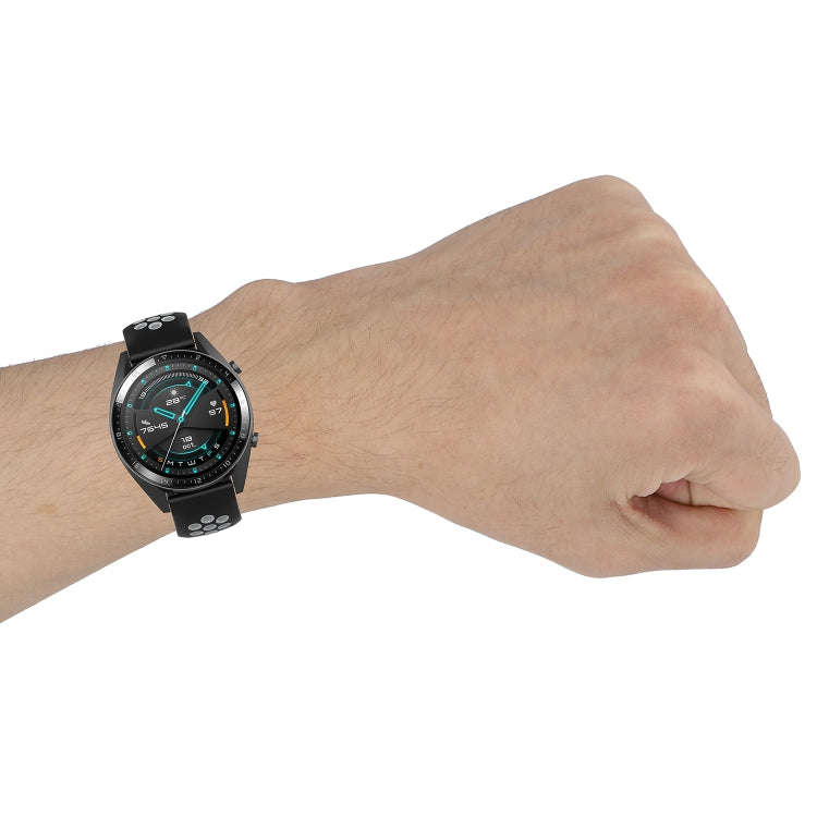 22mm Universal Sports Two Colors Silicone Replacement Strap Watchband(Coal Black + Black)