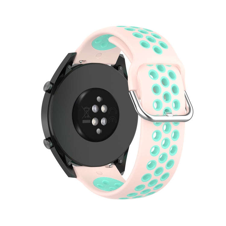 22mm Universal Sports Two Colors Silicone Replacement Strap Watchband(Light Pink Teal)