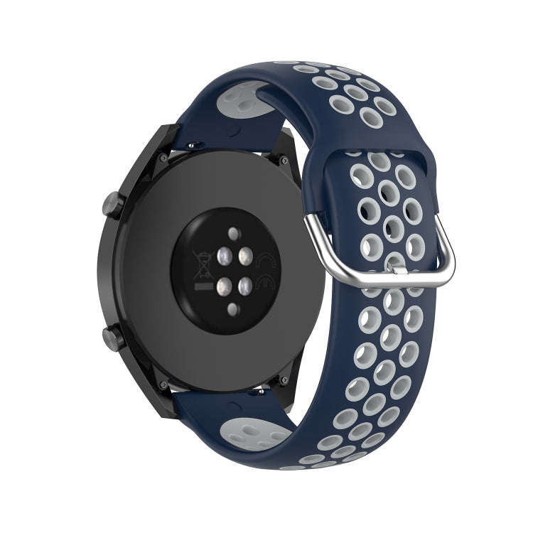 22mm Universal Sports Two Colors Silicone Replacement Strap Watchband(Midnight Blue Grey)