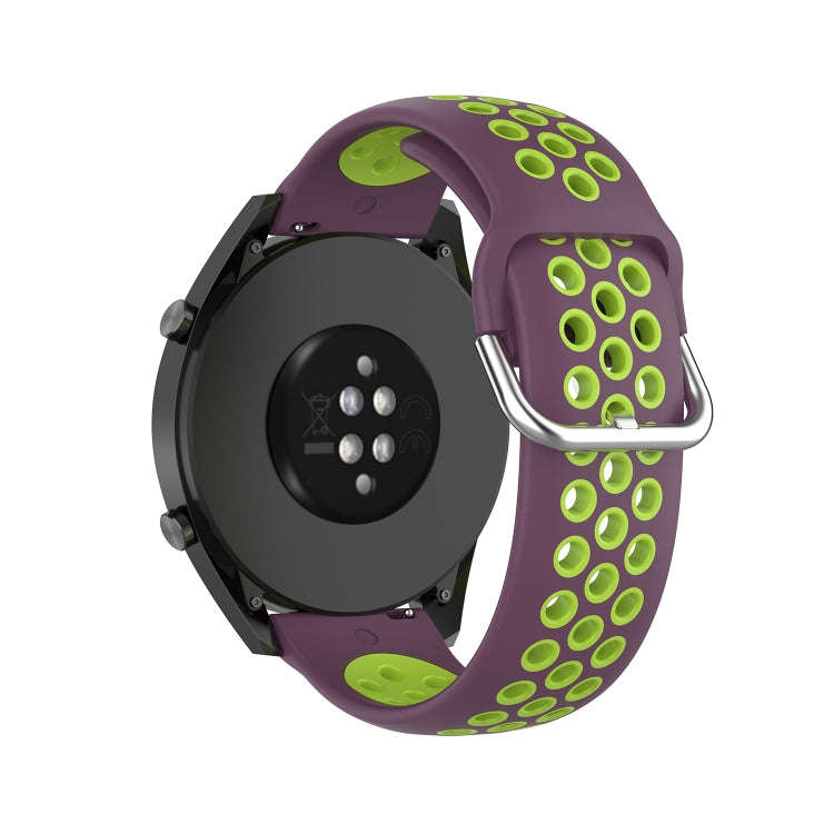 22mm Universal Sports Two Colors Silicone Replacement Strap Watchband(Purple Lime)