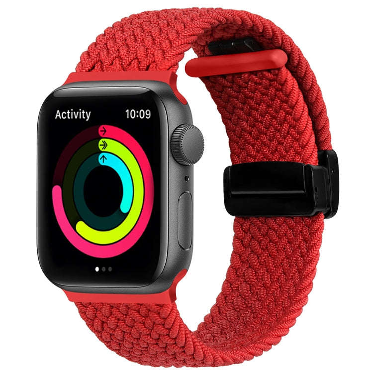 Magnetic Fold Clasp Woven Watch Band For Apple Watch Ultra 49mm(Red)
