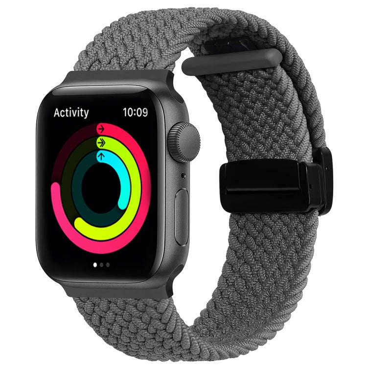 Magnetic Fold Clasp Woven Watch Band For Apple Watch Ultra 49mm(Grey)