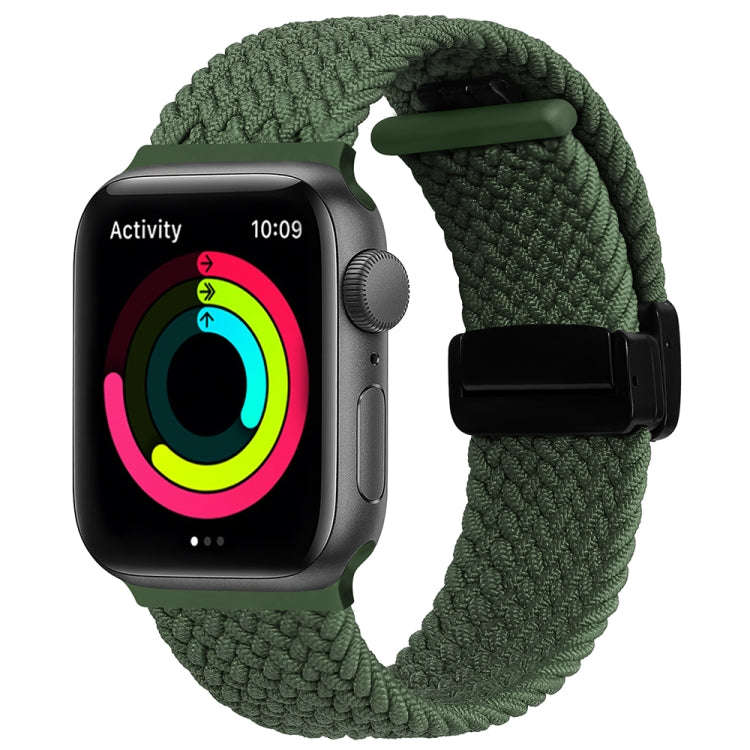 Magnetic Fold Clasp Woven Watch Band For Apple Watch Ultra 49mm(Green)