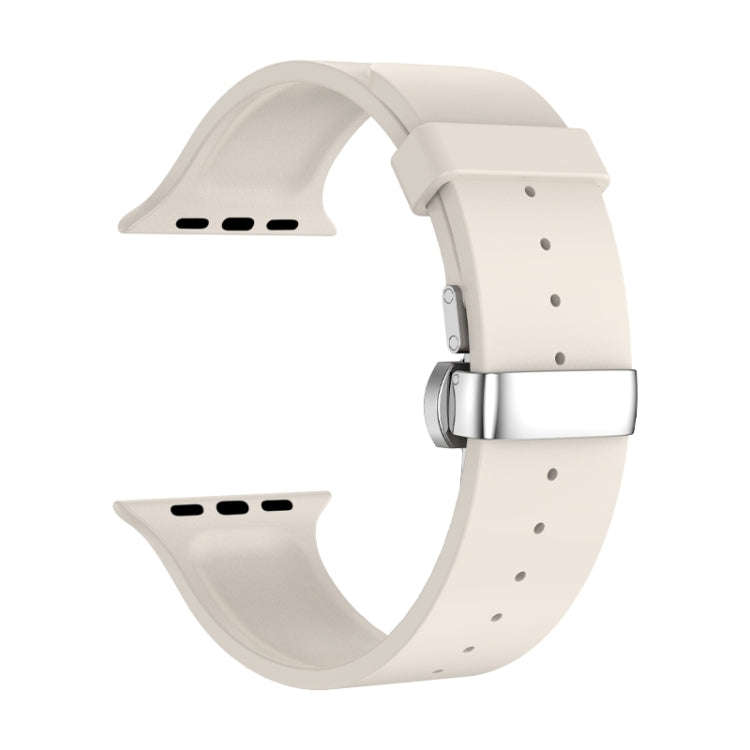 Metal Butterfly Buckle Silicone Watch Band For Apple Watch Ultra 2 49mm(Starlight Color)