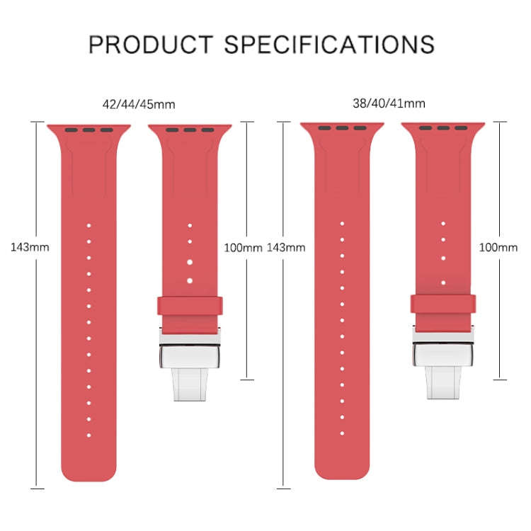 Metal Butterfly Buckle Silicone Watch Band For Apple Watch 42mm(Red)