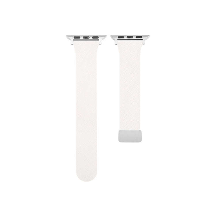 Sheepskin Texture Magnetic Folding Buckle Watch Band For Apple Watch SE 2022 44mm(White)