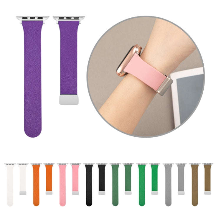 Sheepskin Texture Magnetic Folding Buckle Watch Band For Apple Watch SE 2023 40mm(Orange)