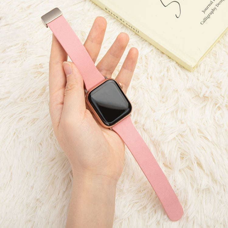 Sheepskin Texture Magnetic Folding Buckle Watch Band For Apple Watch 8 41mm(Orange)