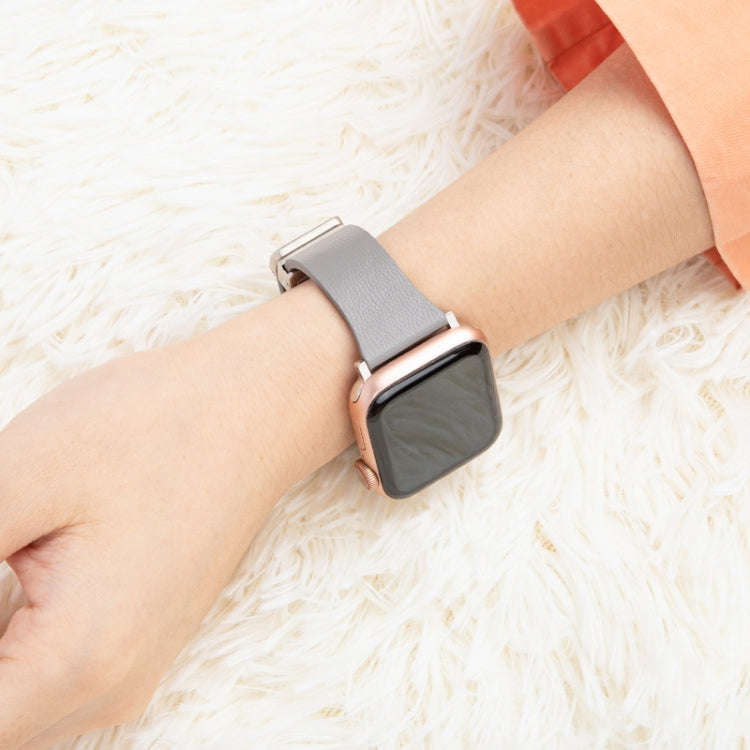 Sheepskin Texture Magnetic Folding Buckle Watch Band For Apple Watch 9 41mm(Pink)