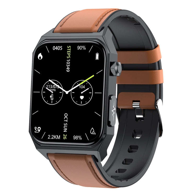 E530 1.91 inch IP68 Waterproof Leather Band Smart Watch Supports ECG / Non-invasive Blood Sugar(B...