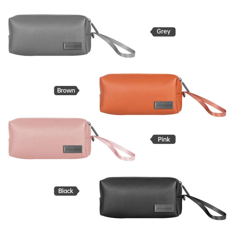 Waterproof PU Leather Laptop Accessory Bag(Grey)
