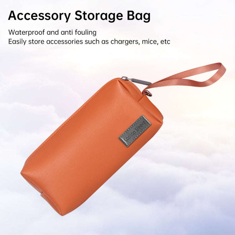 Waterproof PU Leather Laptop Accessory Bag(Brown)