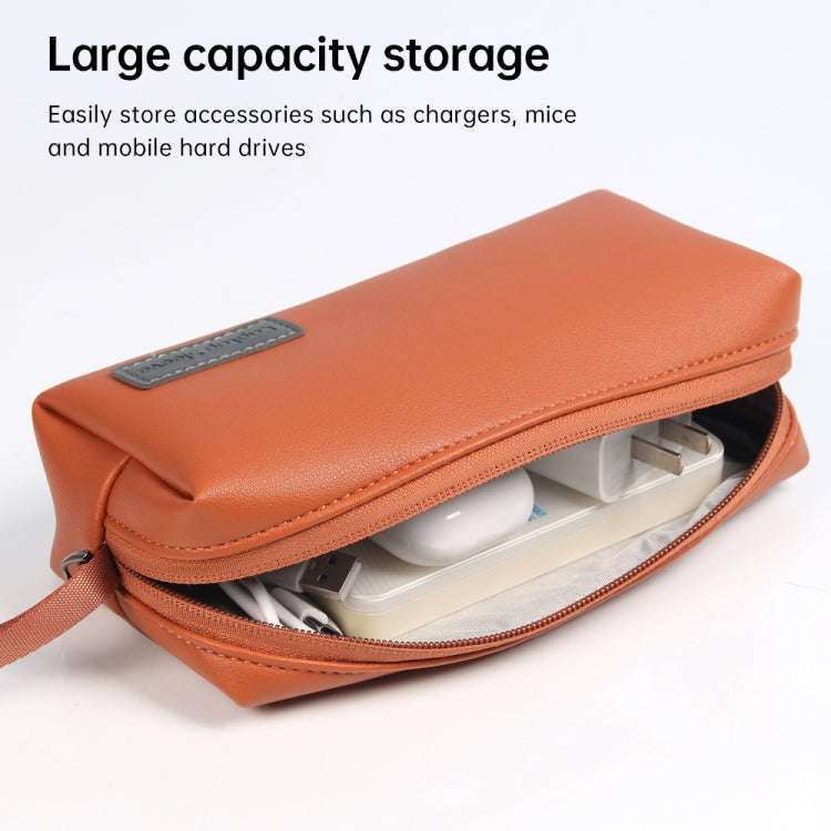 Waterproof PU Leather Laptop Accessory Bag(Brown)