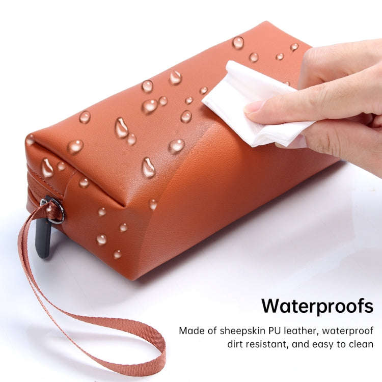 Waterproof PU Leather Laptop Accessory Bag(Brown)