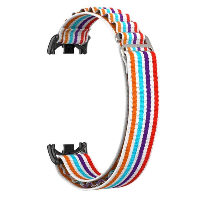 For Xiaomi Mi Band 8 Metal Plug Loop Nylon Watch Band(Black+Colorful)