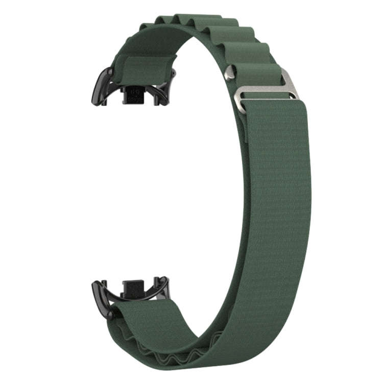 For Xiaomi Mi Band 8 Metal Plug Loop Nylon Watch Band(Black+Army Green)