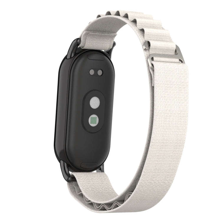 For Xiaomi Mi Band 8 Metal Plug Loop Nylon Watch Band(Black+Starlight)