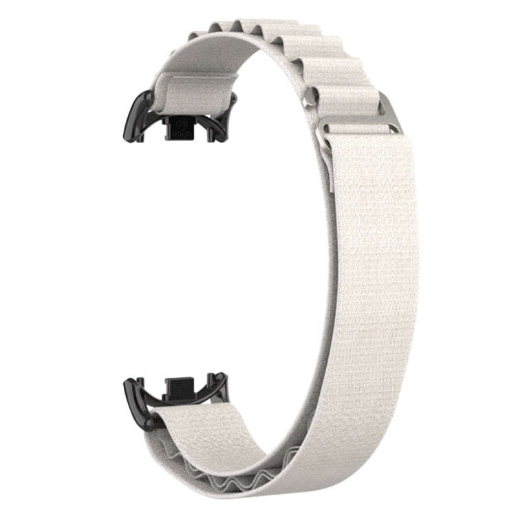 For Xiaomi Mi Band 8 Metal Plug Loop Nylon Watch Band(Black+Starlight)