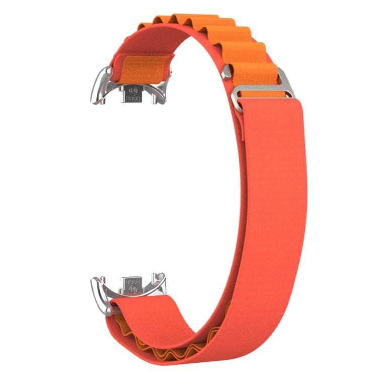 For Xiaomi Mi Band 8 Metal Plug Loop Nylon Watch Band(Silver+Orange)