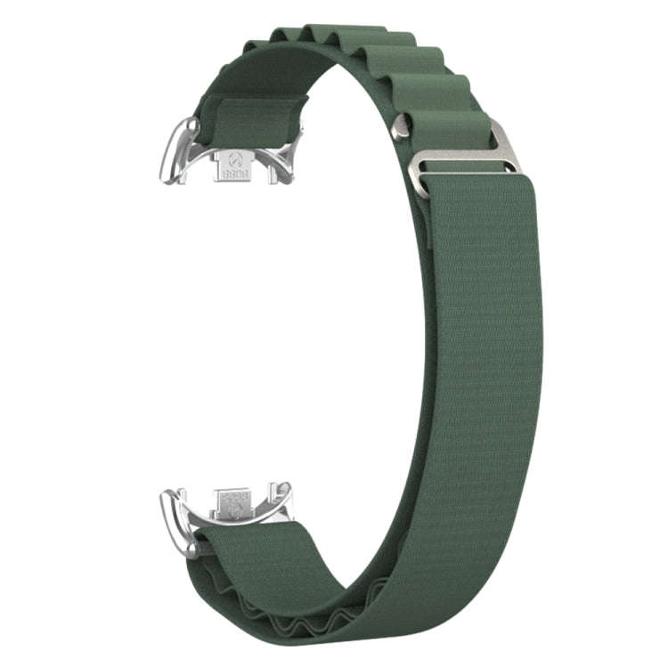 For Xiaomi Mi Band 8 Metal Plug Loop Nylon Watch Band(Silver+Army Green)
