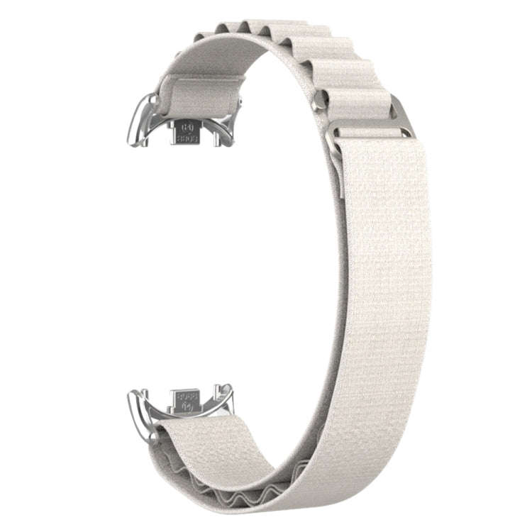 For Xiaomi Mi Band 8 Metal Plug Loop Nylon Watch Band(Silver+Starlight)