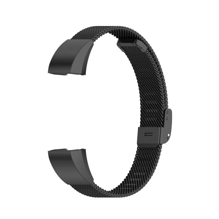 For Fitbit Alta / Alta HR / ACE Watch Button Mesh Metal Replacement Strap Watchband, Size:S(Black)