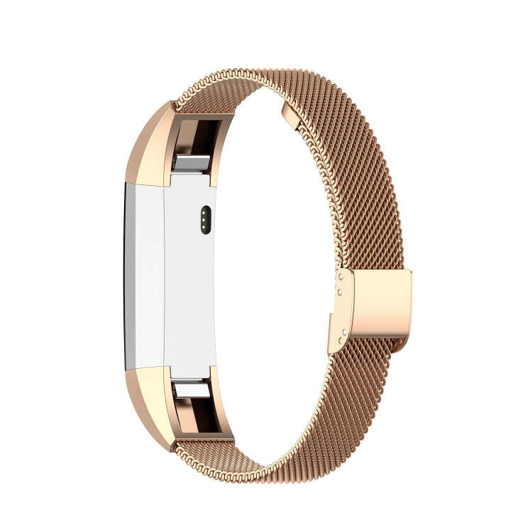 For Fitbit Alta / Alta HR / ACE Watch Button Mesh Metal Replacement Strap Watchband, Size:S(Rose ...