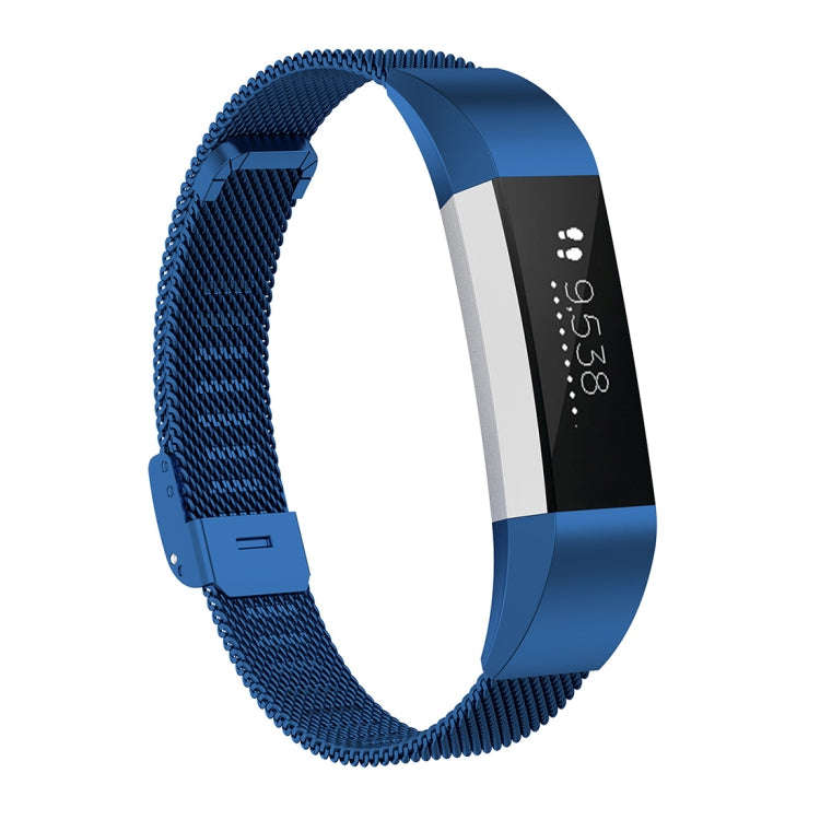 For Fitbit Alta / Alta HR / ACE Watch Button Mesh Metal Replacement Strap Watchband, Size:S(Dark ...