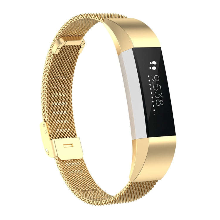 For Fitbit Alta / Alta HR / ACE Watch Button Mesh Metal Replacement Strap Watchband, Size:S(Gold)