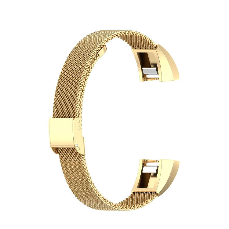 For Fitbit Alta / Alta HR / ACE Watch Button Mesh Metal Replacement Strap Watchband, Size:S(Gold)