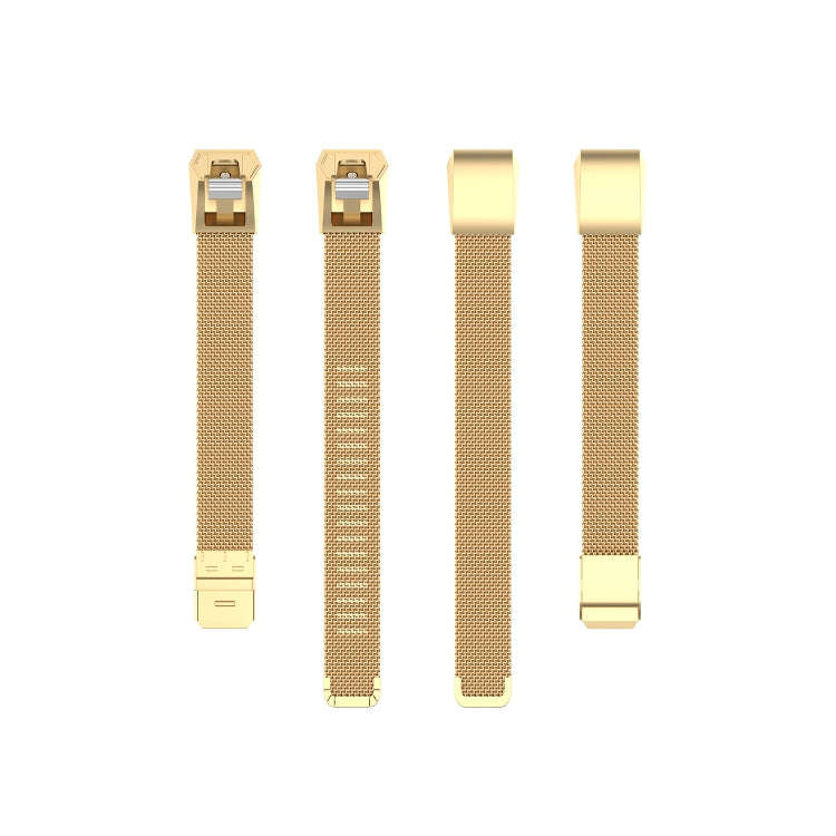 For Fitbit Alta / Alta HR / ACE Watch Button Mesh Metal Replacement Strap Watchband, Size:S(Gold)